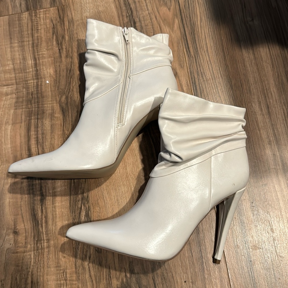 NEW cream slouchy ankle booties